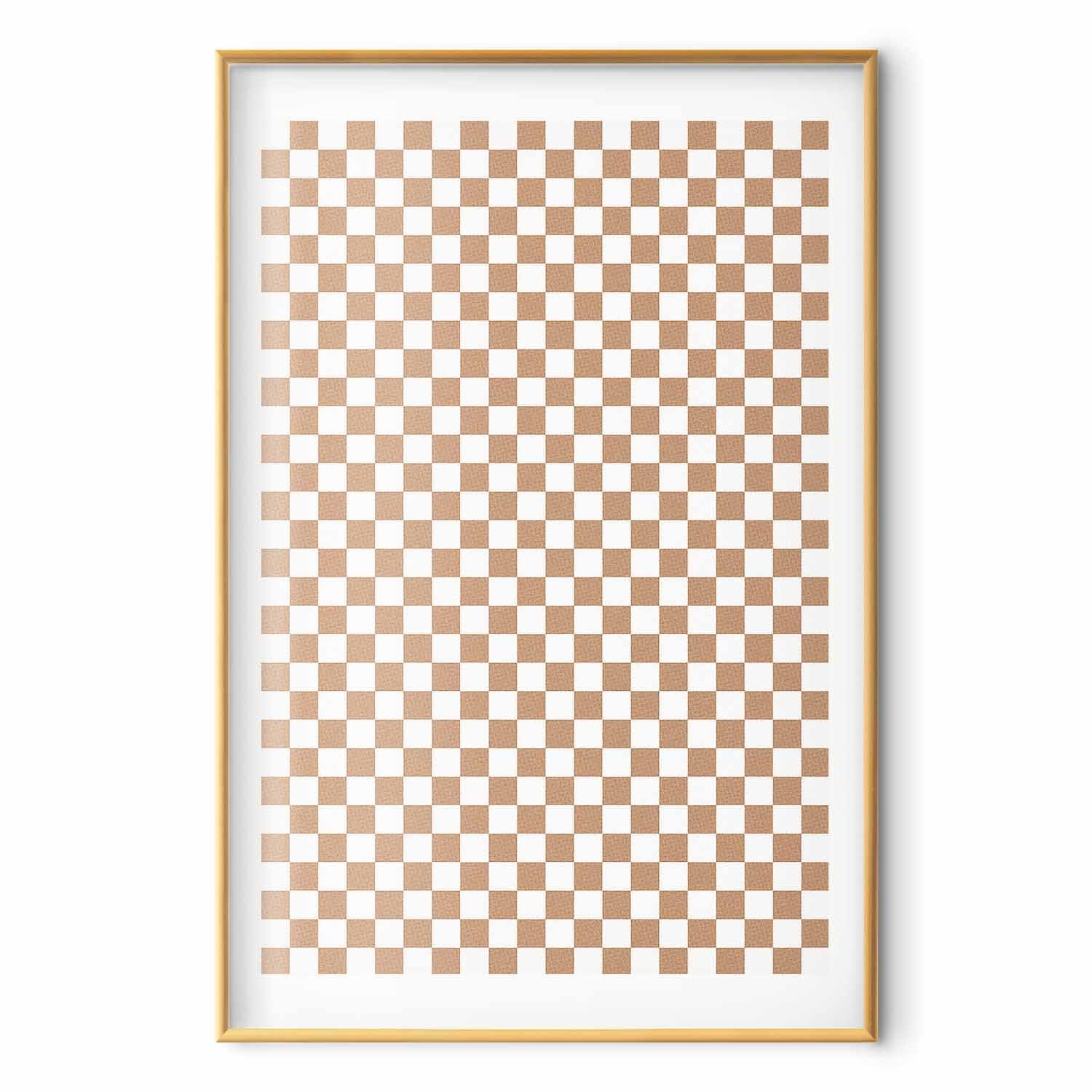 Neutral Brown Geometric Chessboard Pattern Poster