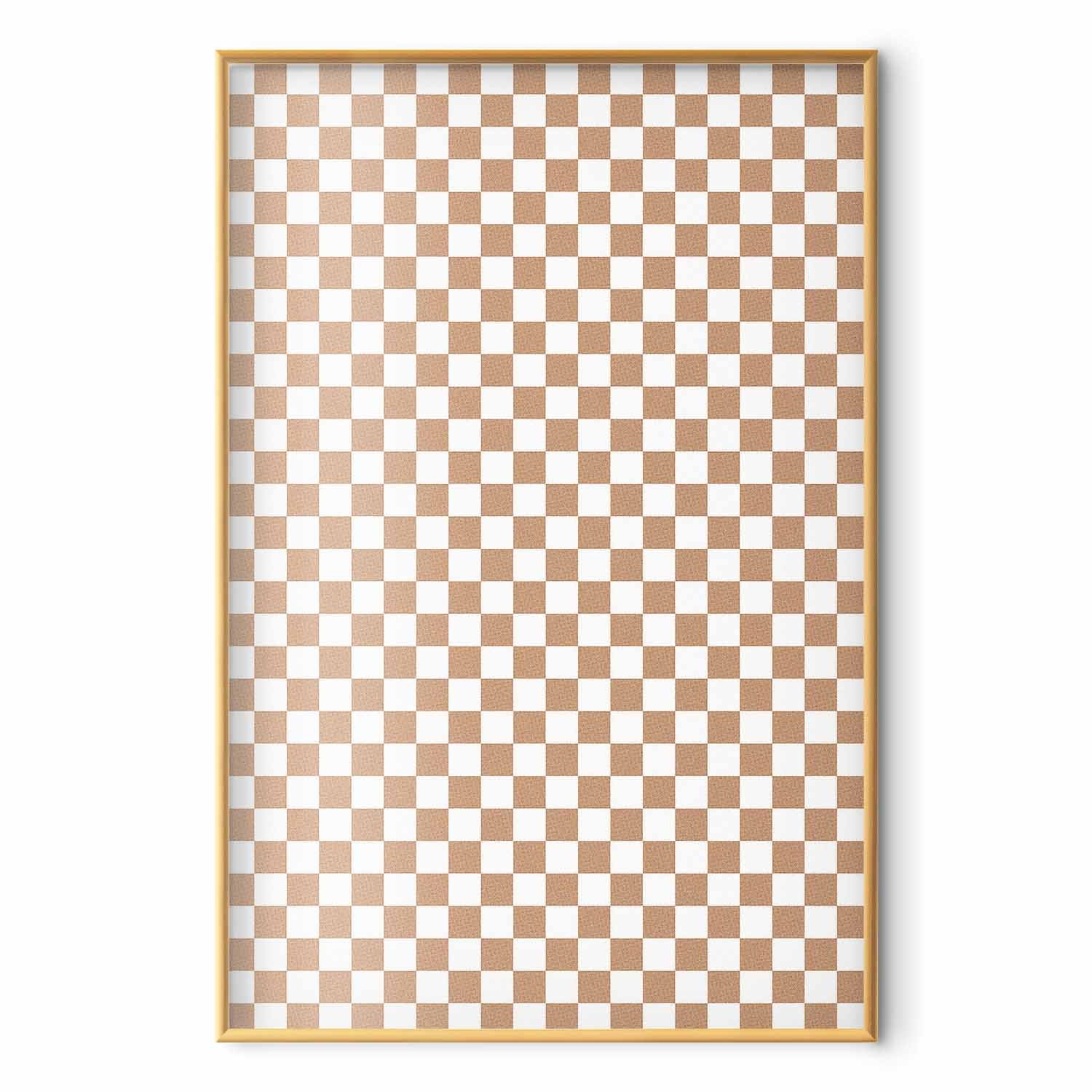 Neutral Brown Geometric Chessboard Pattern Poster
