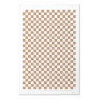 Neutral Brown Geometric Chessboard Pattern Poster