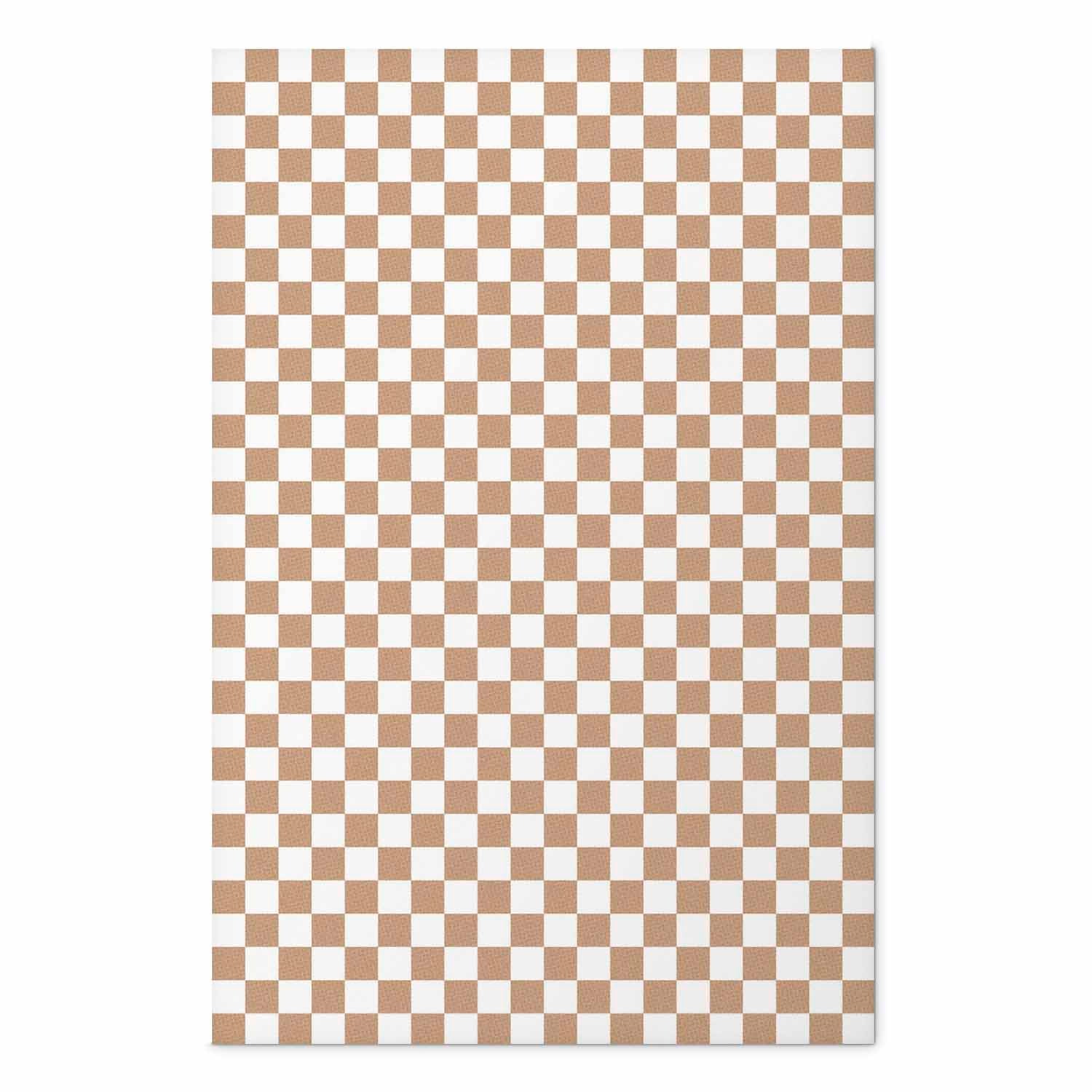 Neutral Brown Geometric Chessboard Pattern Poster