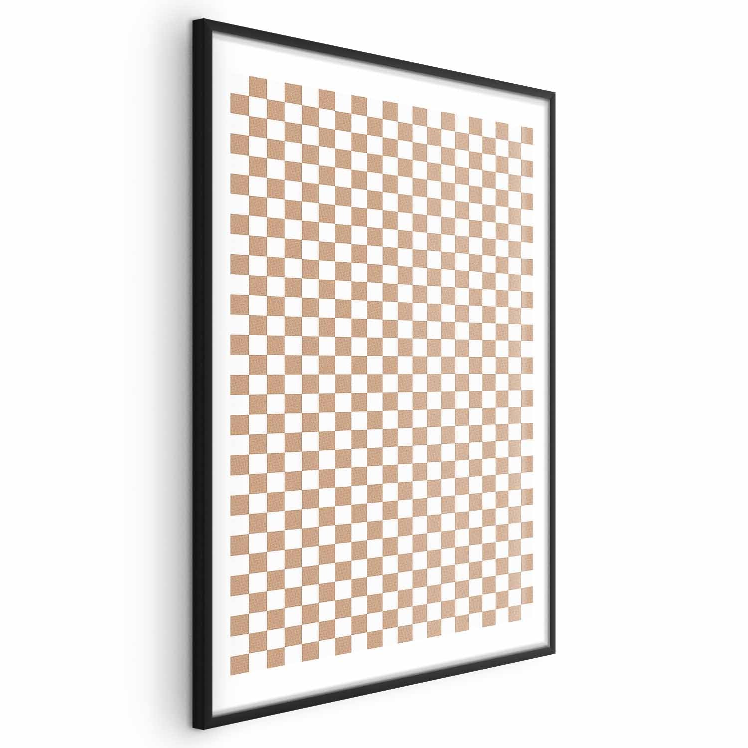 Neutral Brown Geometric Chessboard Pattern Poster