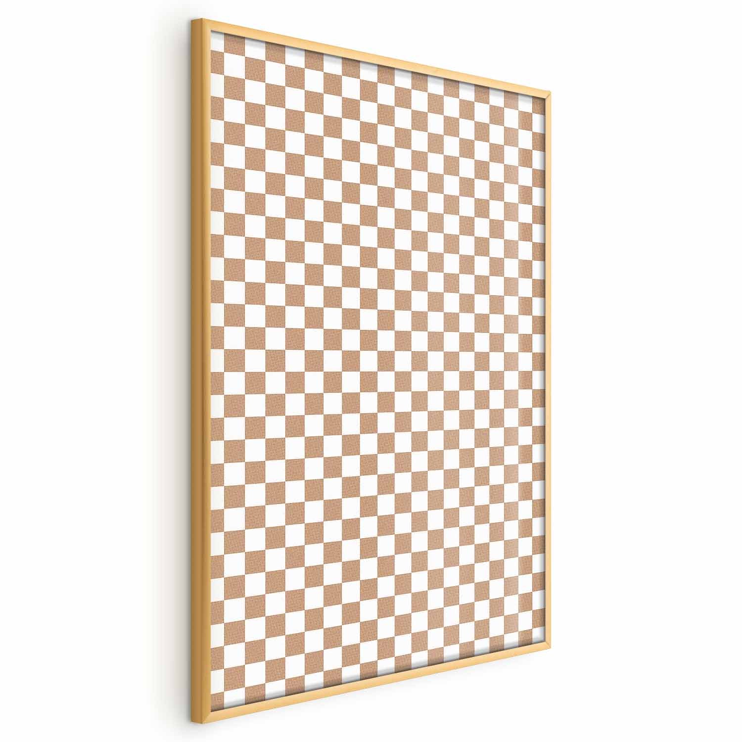 Neutral Brown Geometric Chessboard Pattern Poster