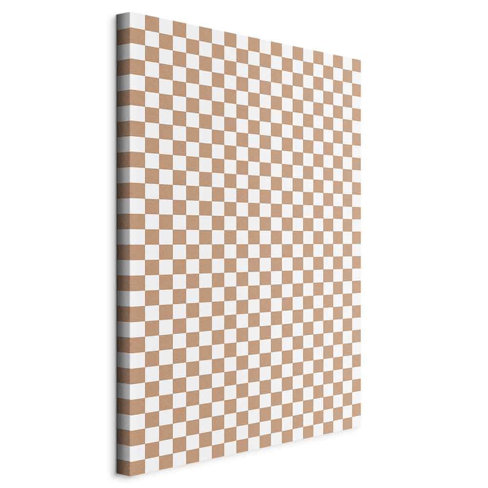 Canvas Print Checkerboard Pattern Brown-White Grid