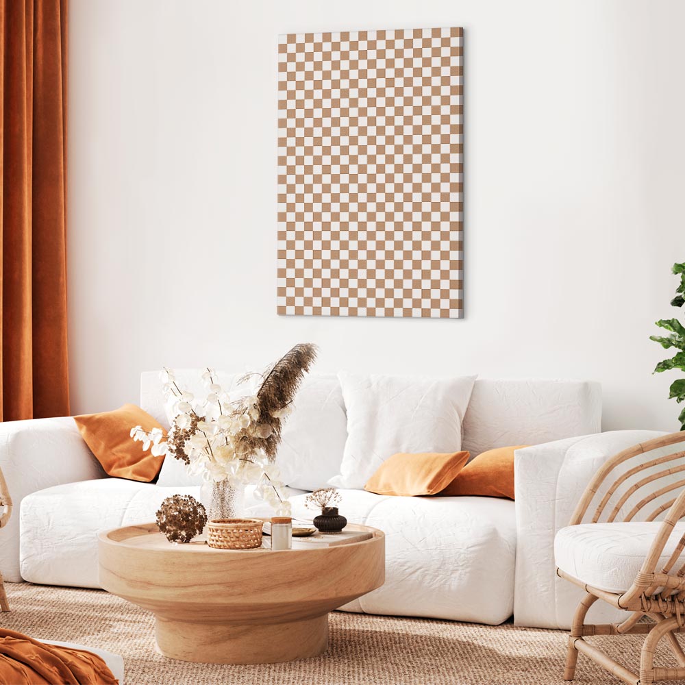Canvas Print Checkerboard Pattern Brown-White Grid