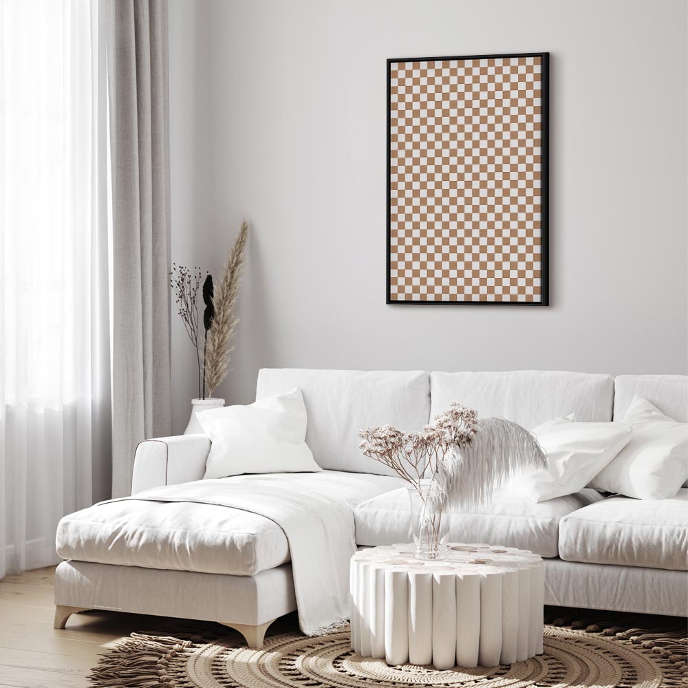 Canvas Print Checkerboard Pattern Brown-White Grid