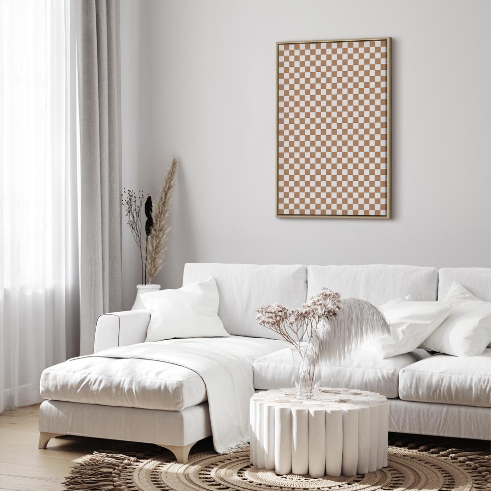 Canvas Print Checkerboard Pattern Brown-White Grid