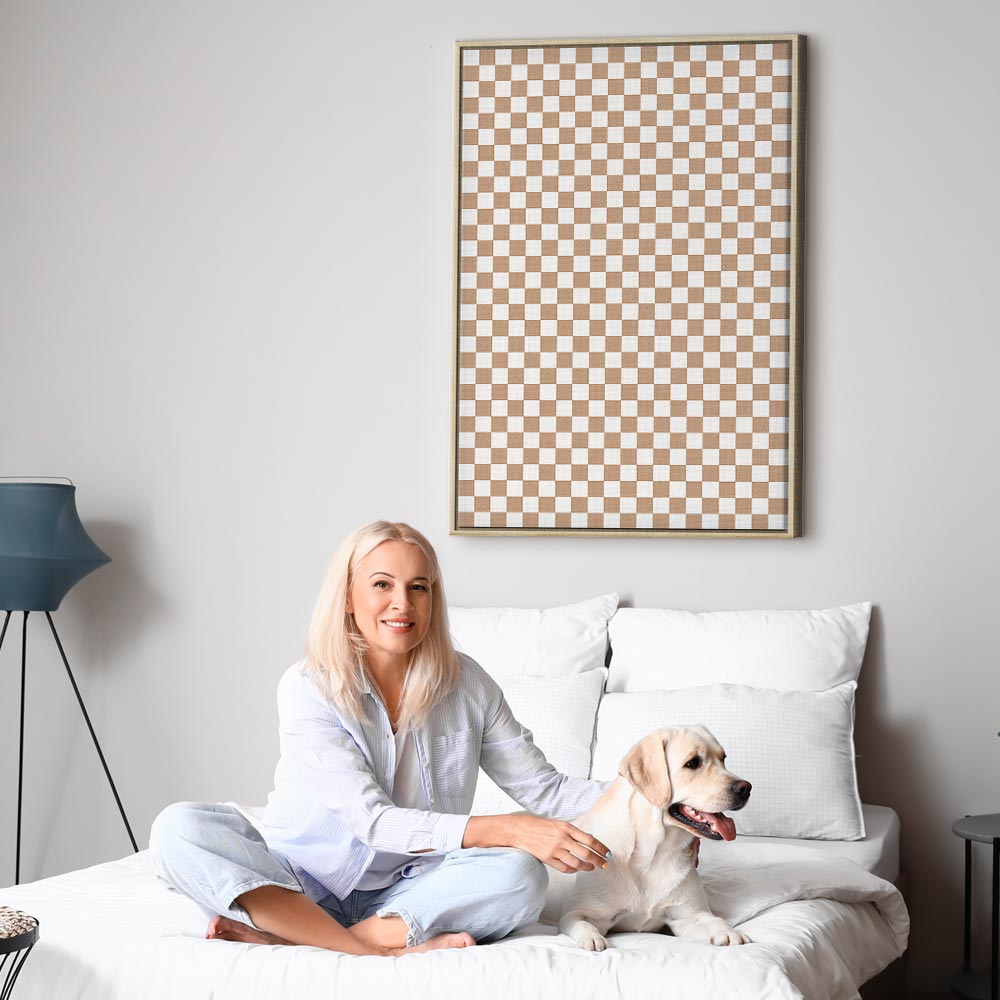 Canvas Print Checkerboard Pattern Brown-White Grid