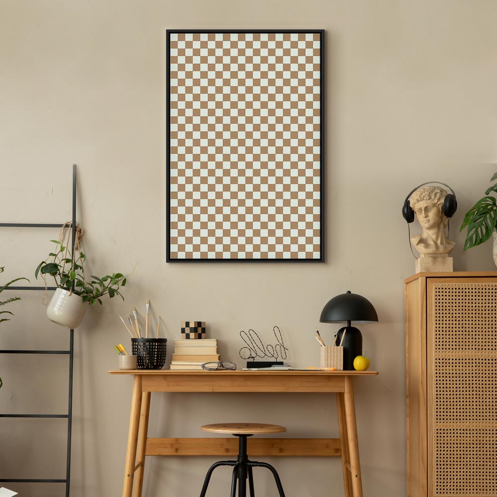 Canvas Print Checkerboard Pattern Brown-White Grid