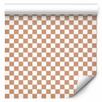 Wallpaper Checkerboard Pattern Brown-White Grid Subtle Noise