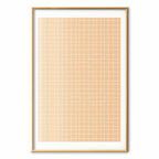 Orange Wavy Grid Abstract Geometric Poster