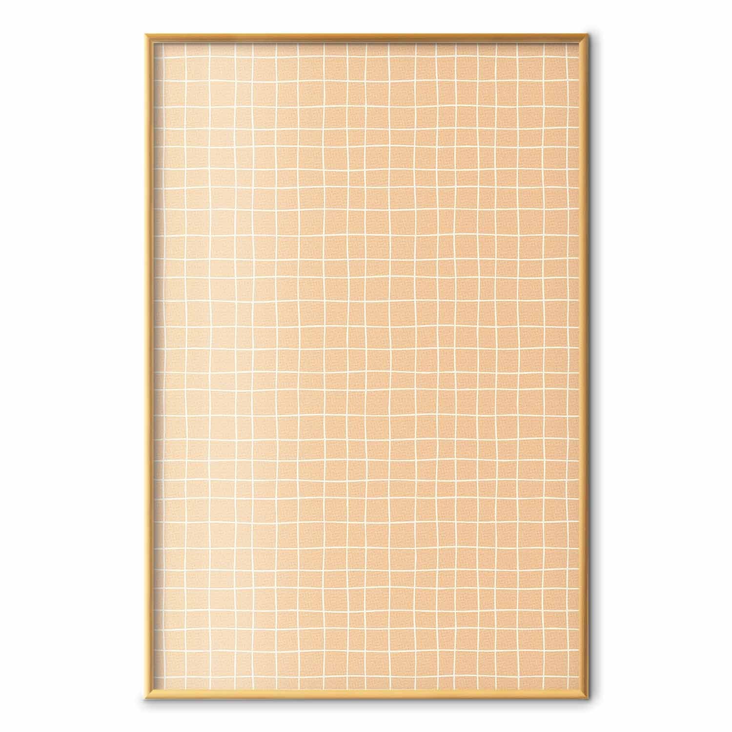 Orange Wavy Grid Abstract Geometric Poster