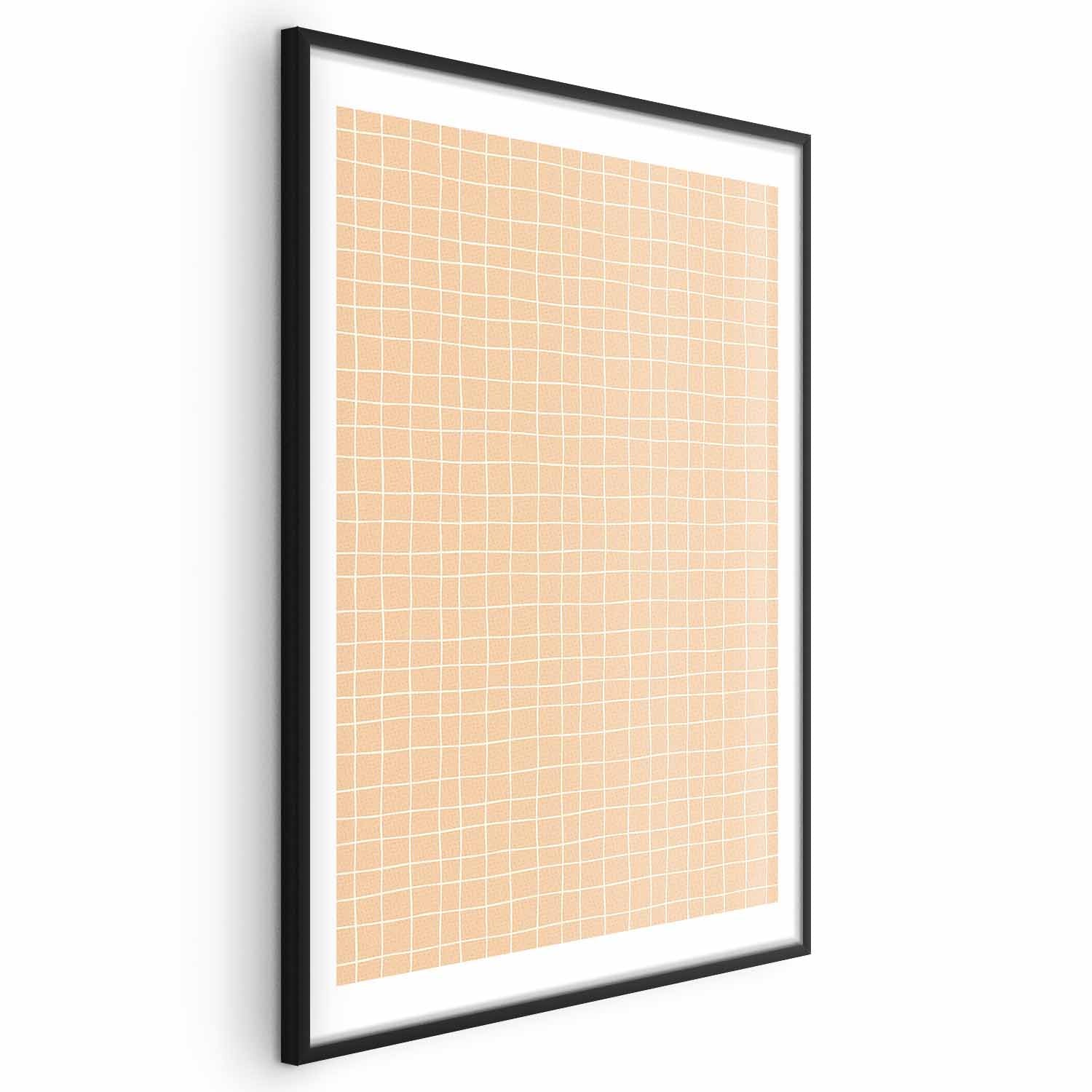Orange Wavy Grid Abstract Geometric Poster