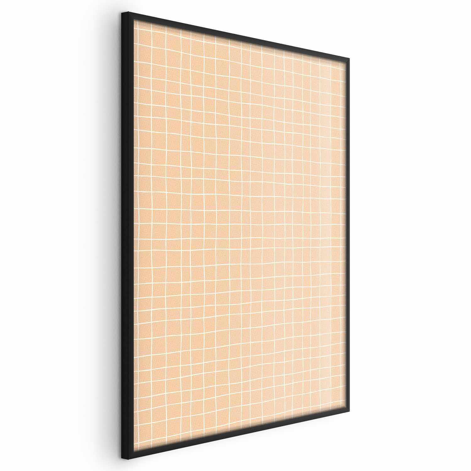 Orange Wavy Grid Abstract Geometric Poster