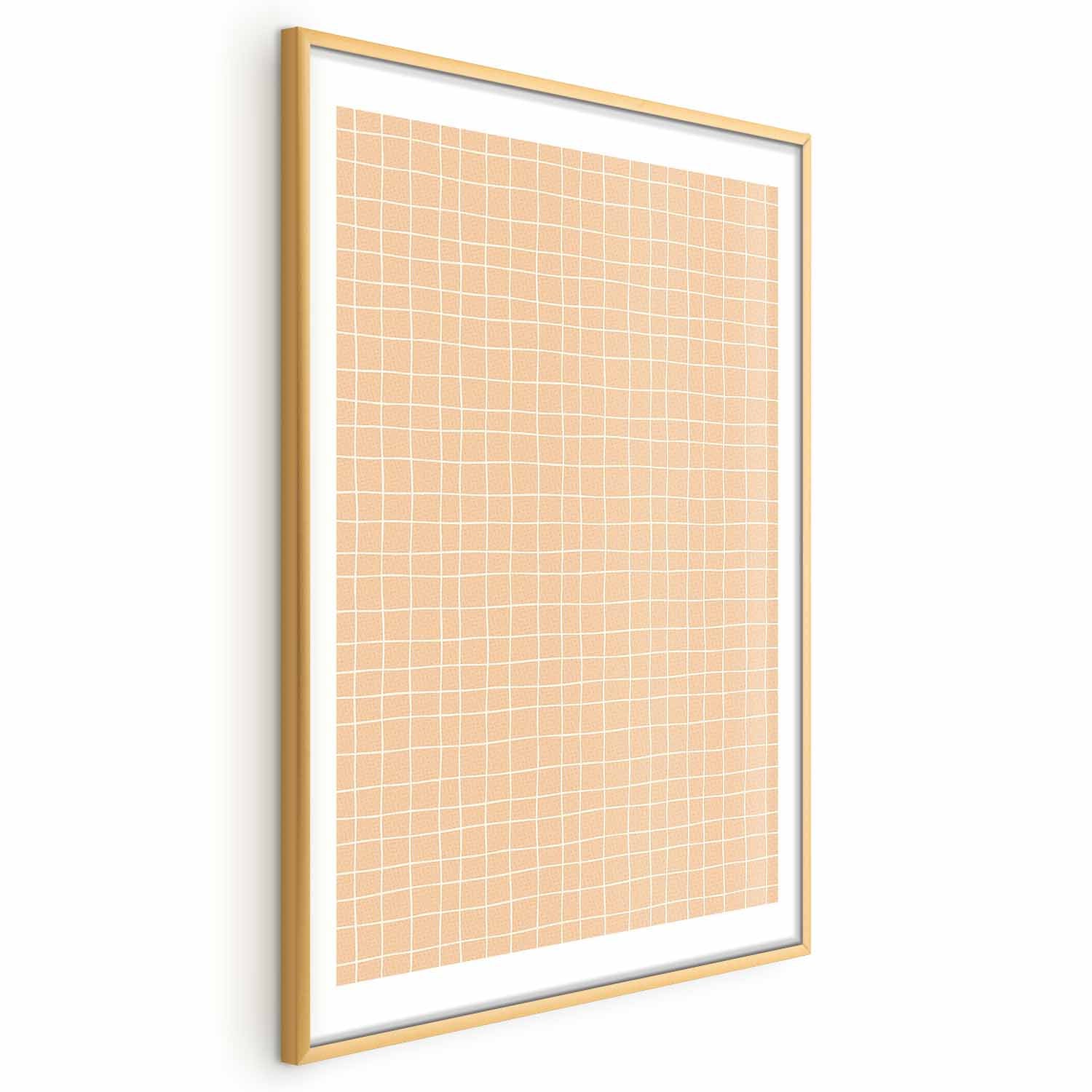 Orange Wavy Grid Abstract Geometric Poster