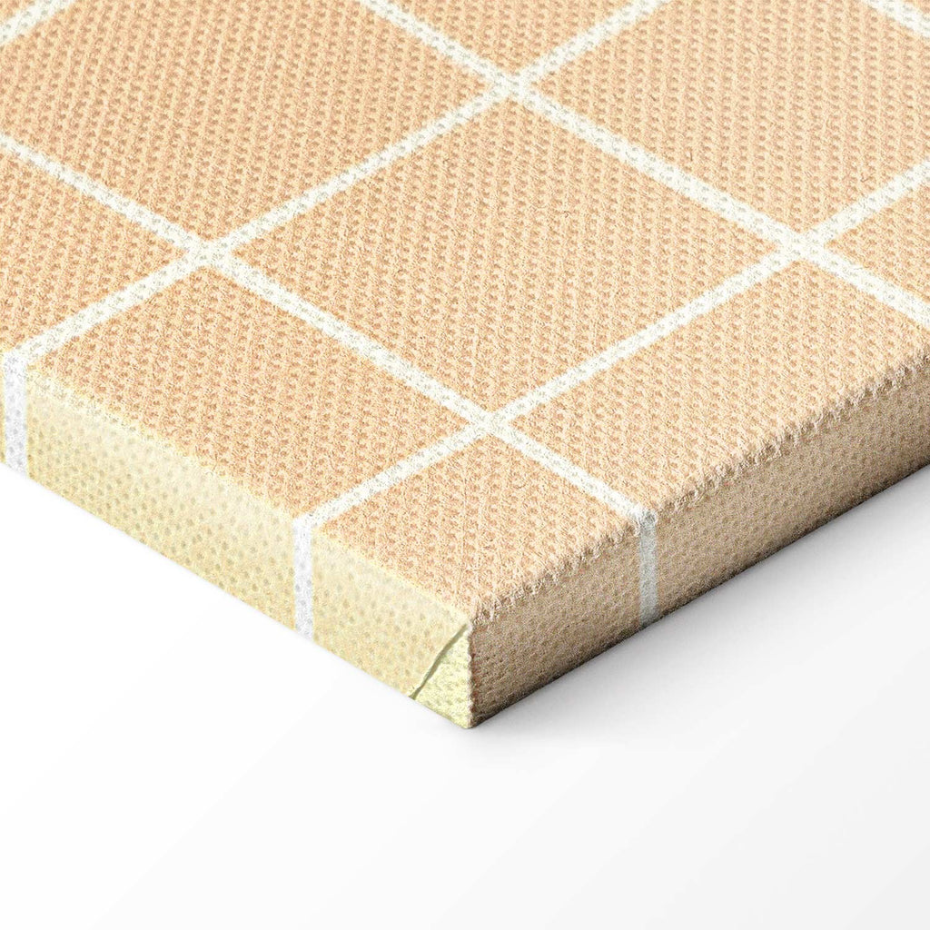 Abstract Waving Lines Cream Grid Canvas Print