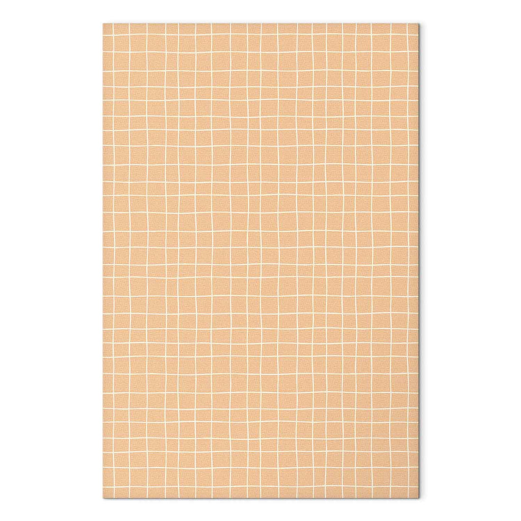 Abstract Waving Lines Cream Grid Canvas Print