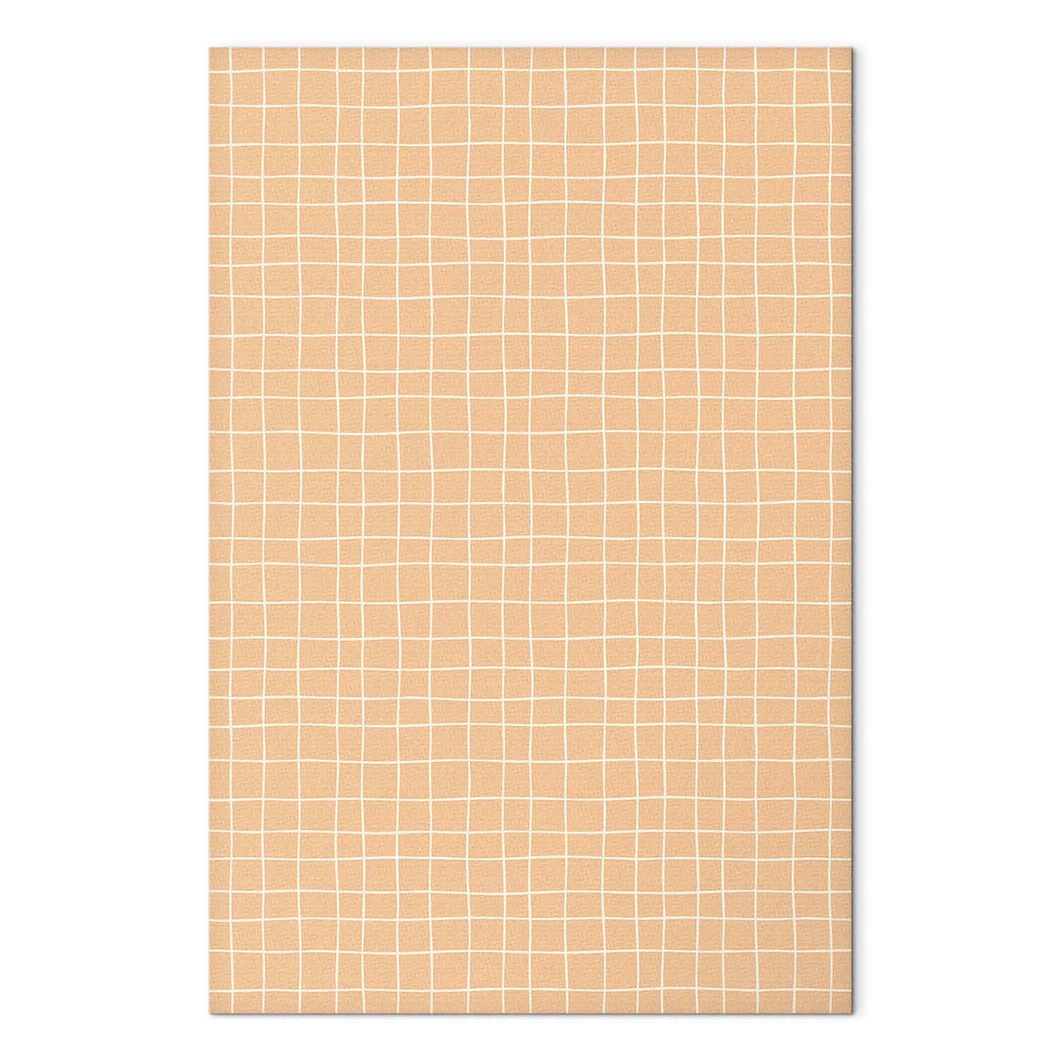 Abstract Waving Lines Cream Grid Canvas Print