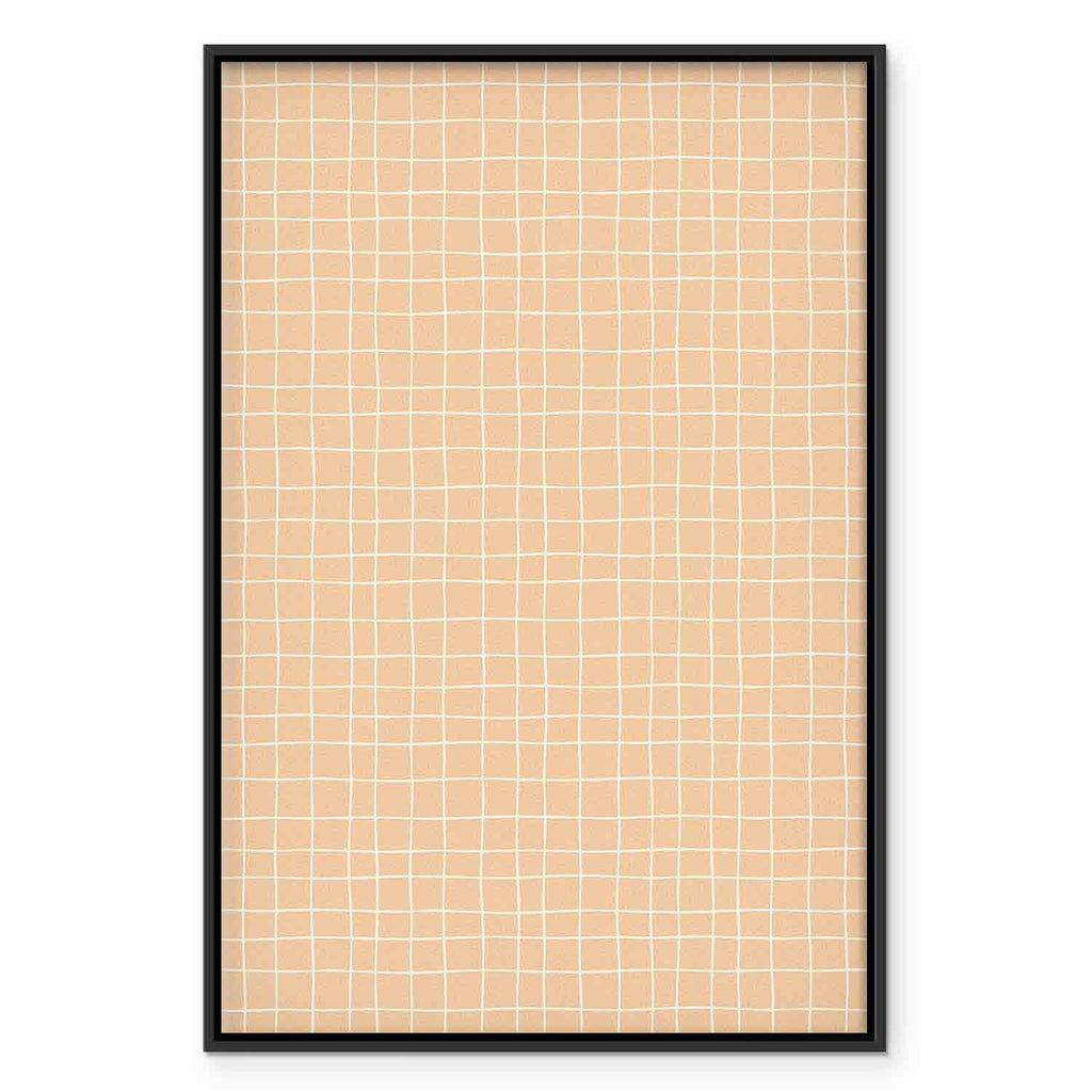 Abstract Waving Lines Cream Grid Canvas Print