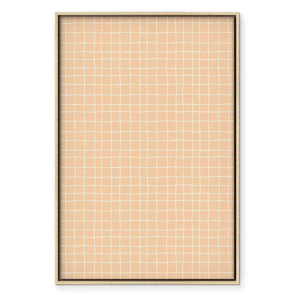 Abstract Waving Lines Cream Grid Canvas Print