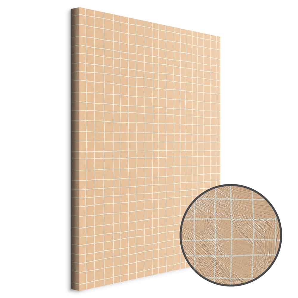 Abstract Waving Lines Cream Grid Canvas Print