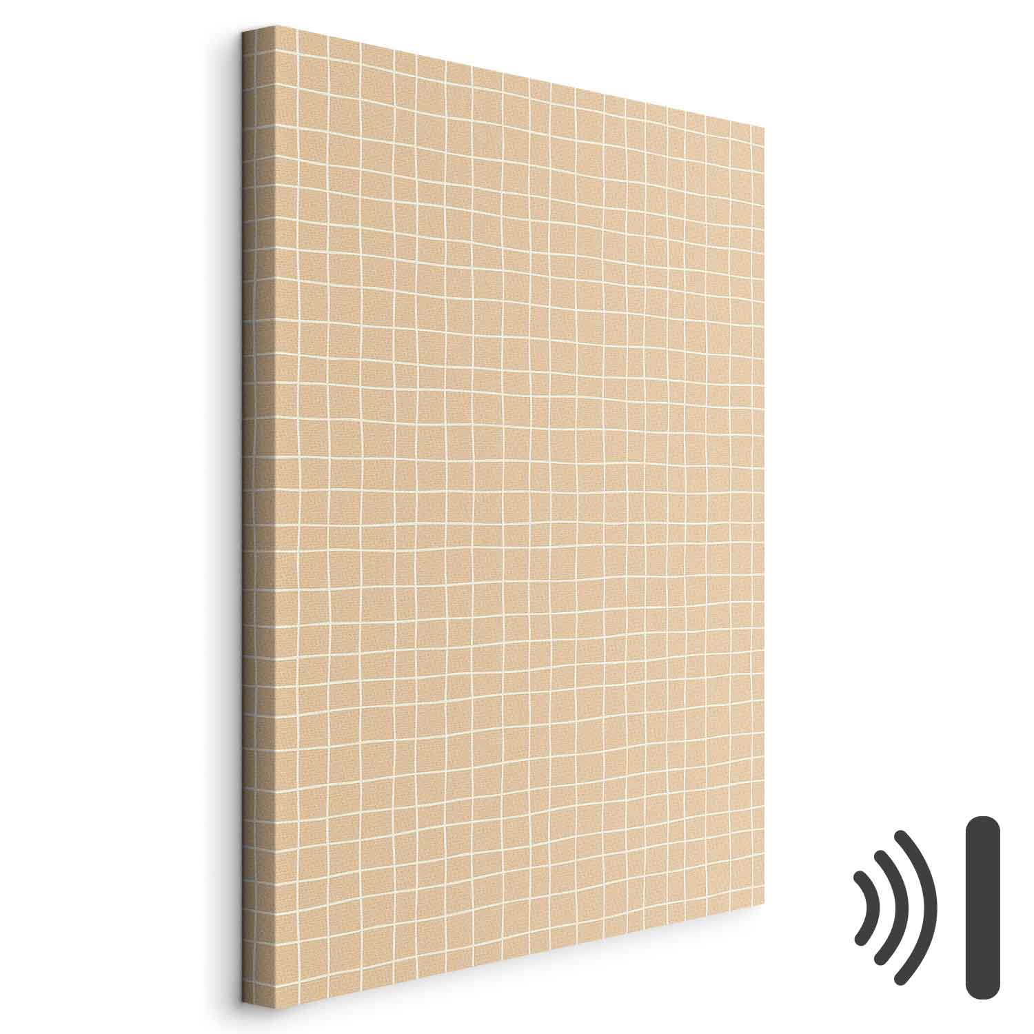 Abstract Waving Lines Cream Grid Canvas Print