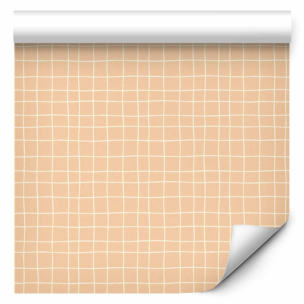 Wallpaper Waving Lines Creamy Grid Pastel