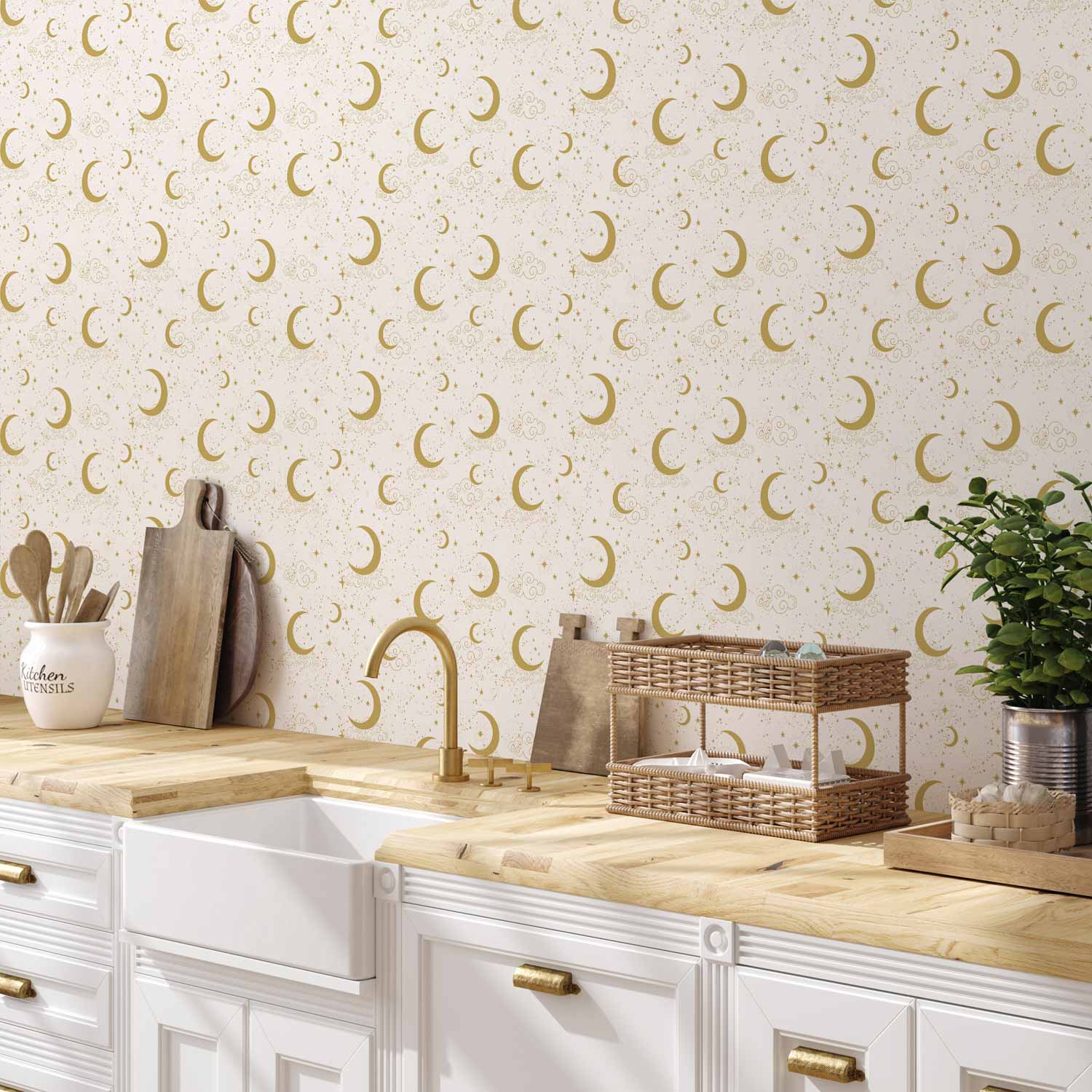 Moon and Cloud Warm Tone Wallpaper