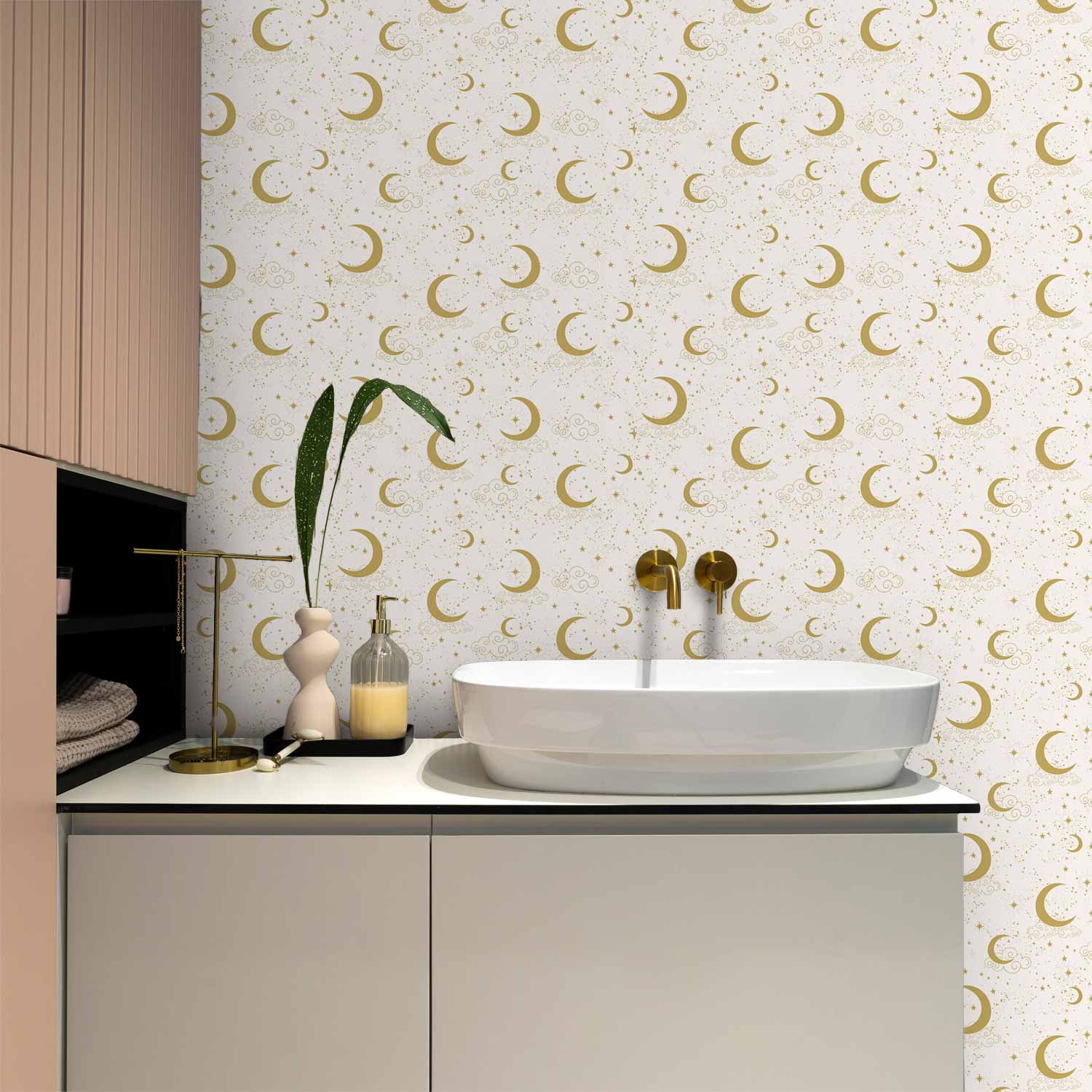 Moon and Cloud Warm Tone Wallpaper