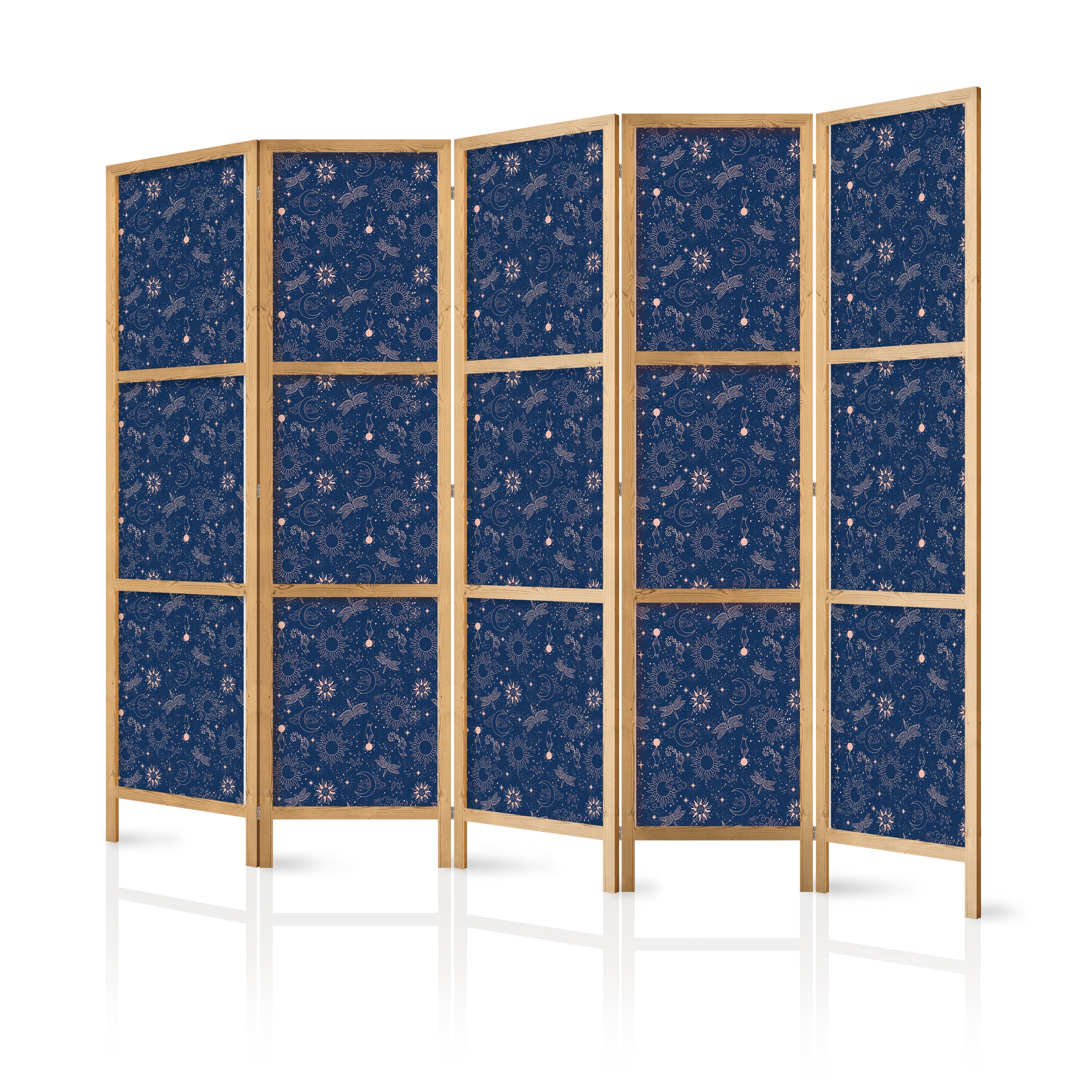 Japanese Room Divider: Stars & Constellations on a Dark Background
