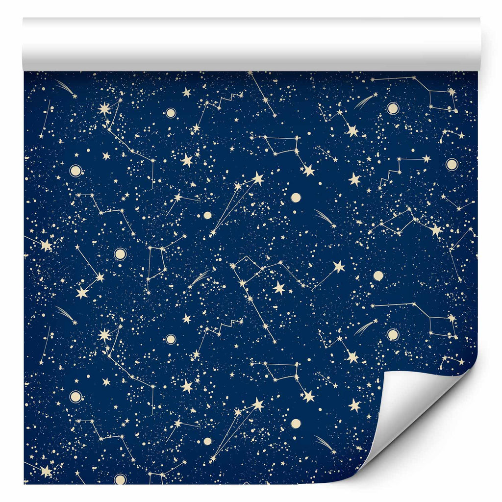 Cosmic Inspirations Wallpaper – Pattern with Stars and Constellations on a Dark Background