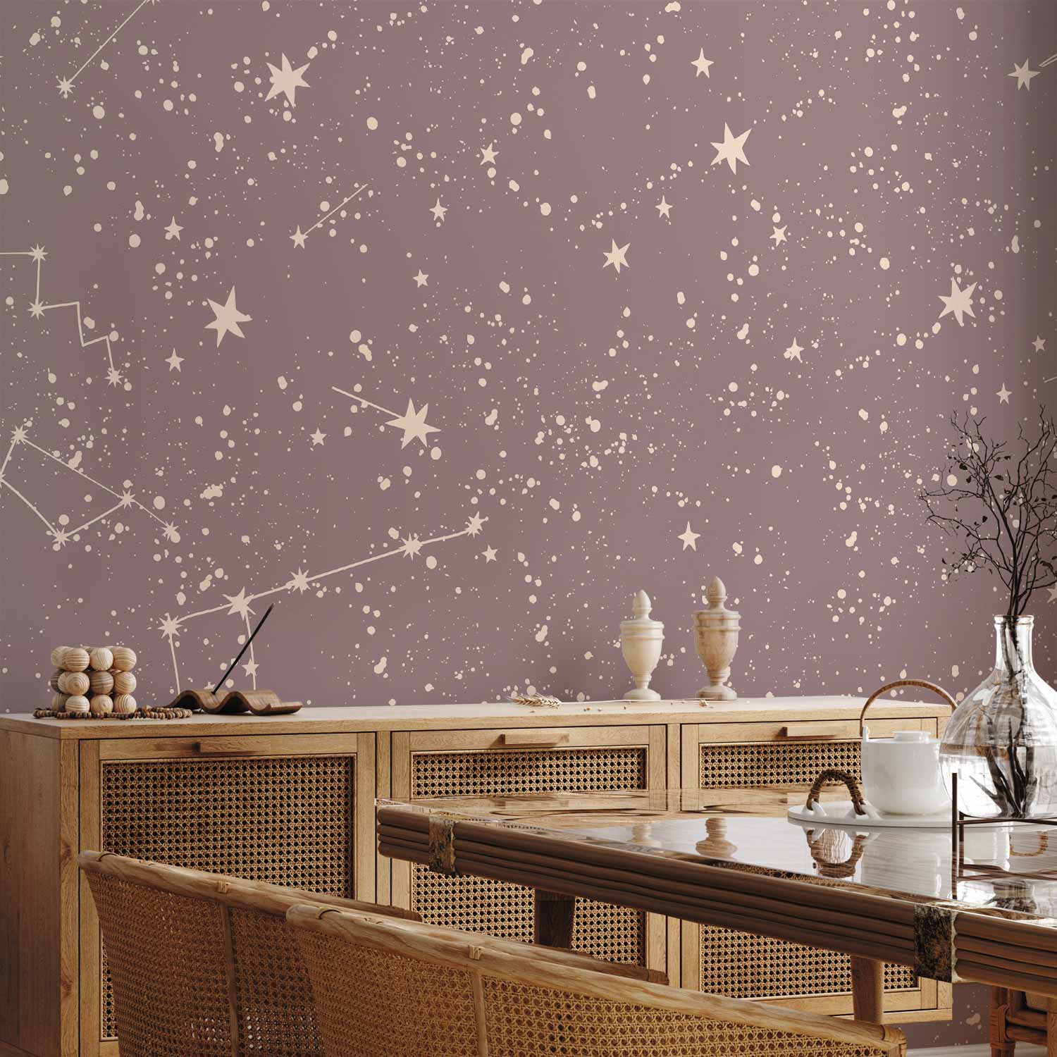Pastel Night Sky Constellations Wall Mural