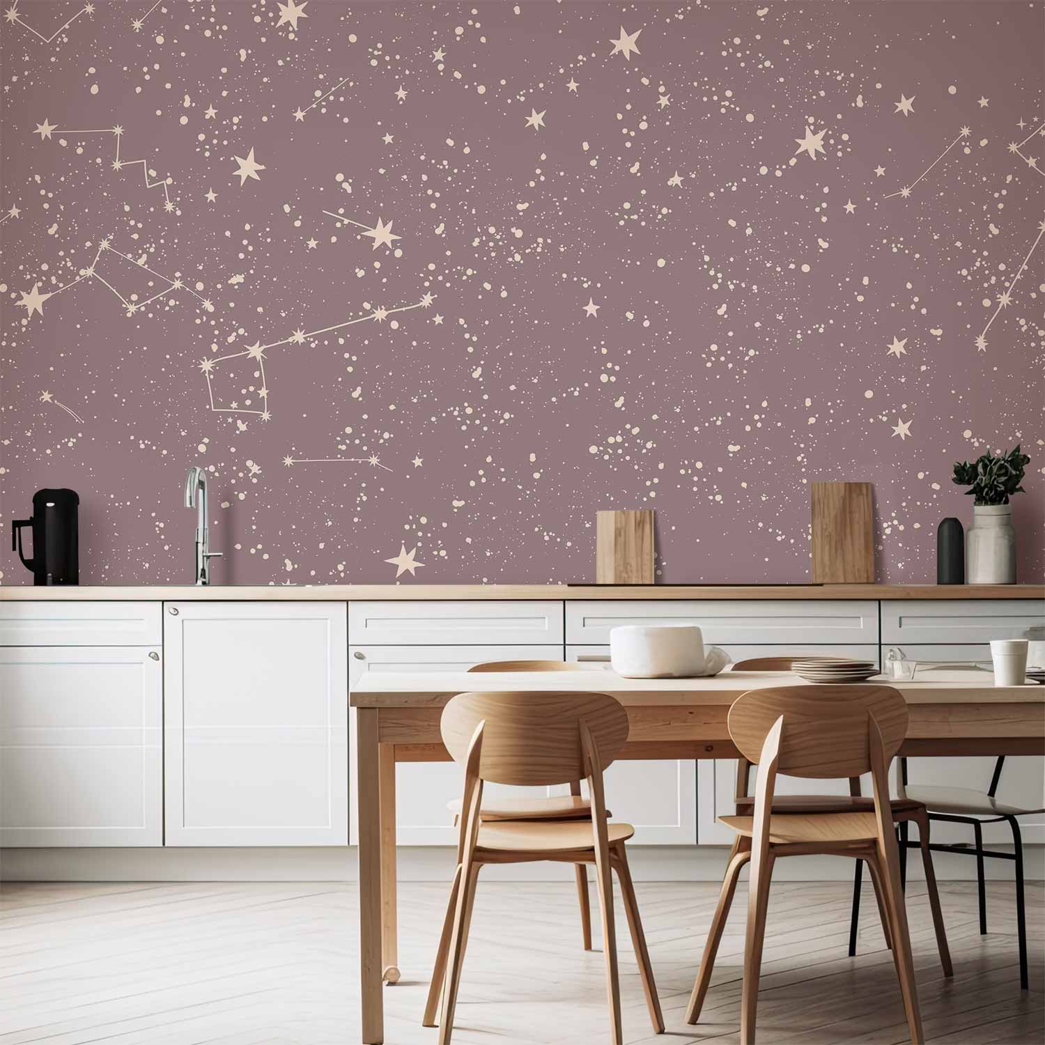 Wall Mural Night Sky Constellations in Pastel Shades