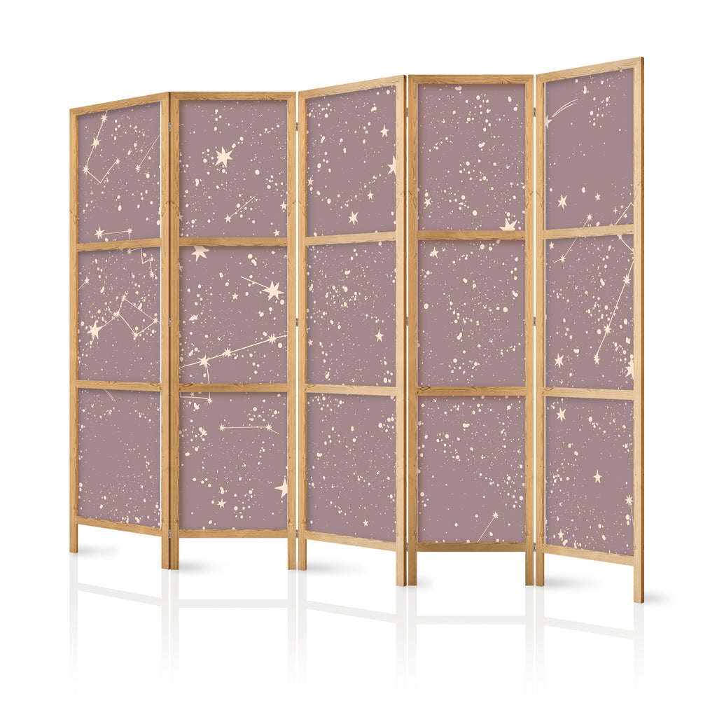 Japanese Room Divider Night Sky with Pastel Constellations