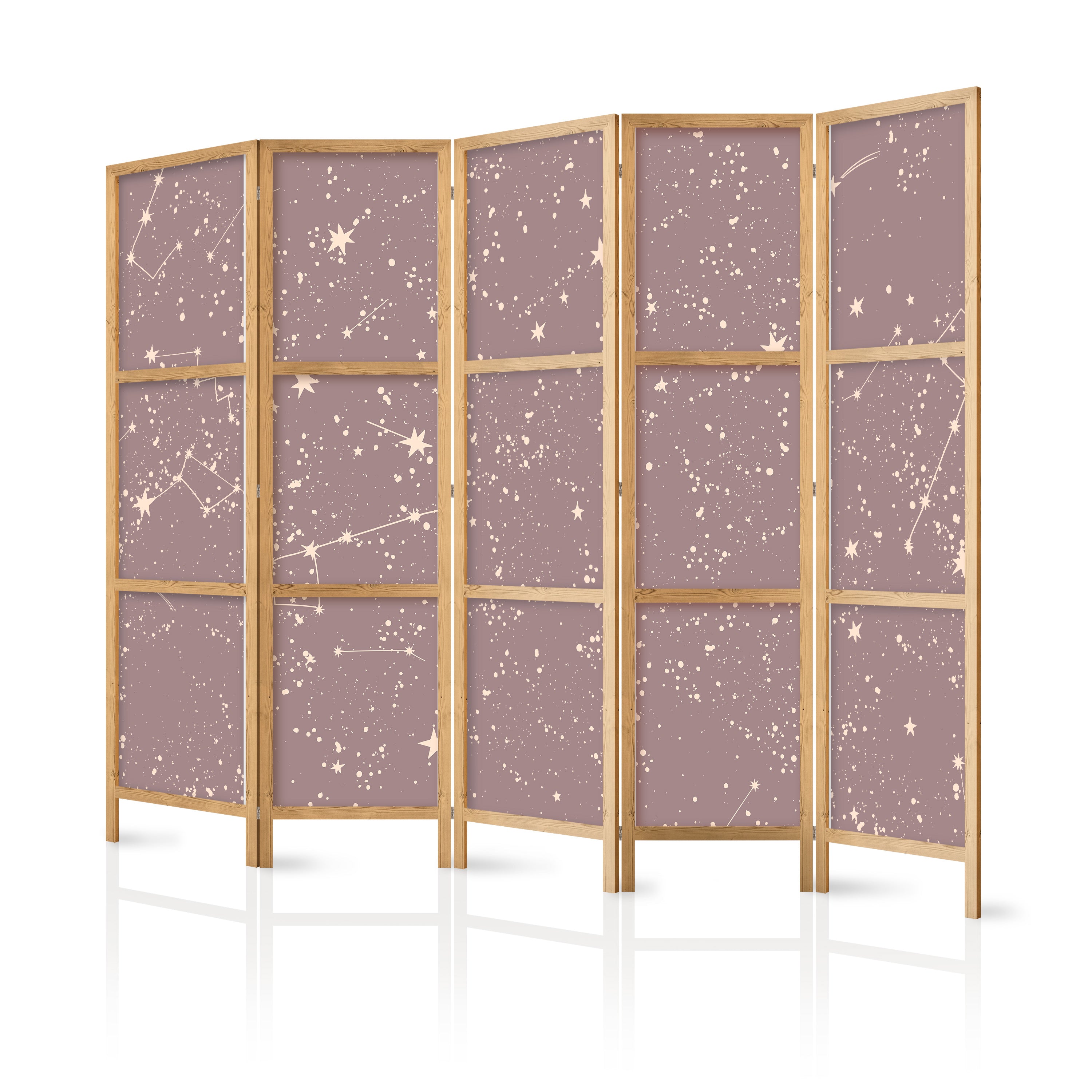 Japanese Room Divider Night Sky with Pastel Constellations