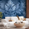 Blue Baroque Ornament Dark Blue Wall Mural