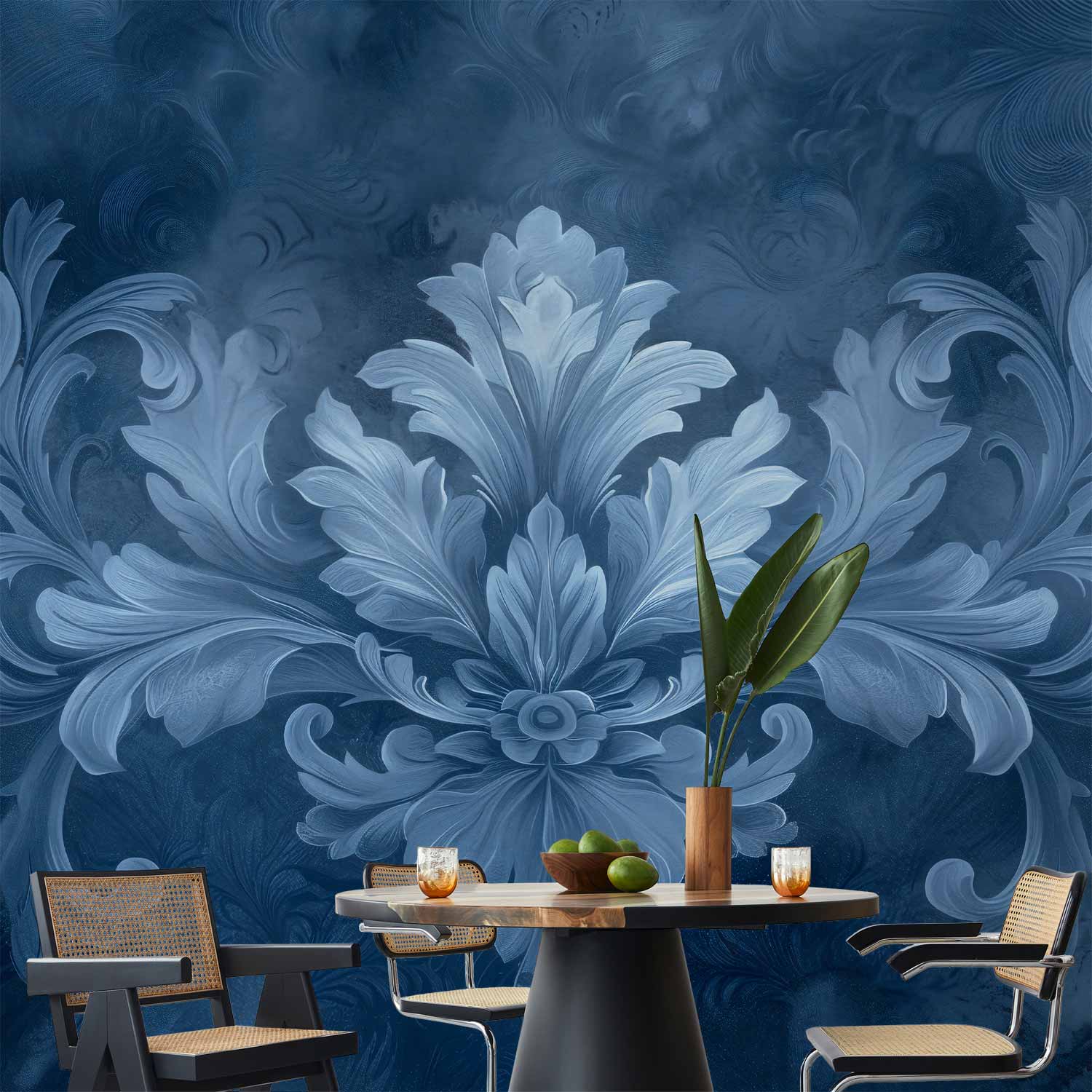 Wall Mural Ornament in Blue and Cool Colors