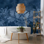 Blue Baroque Ornament Dark Blue Wall Mural
