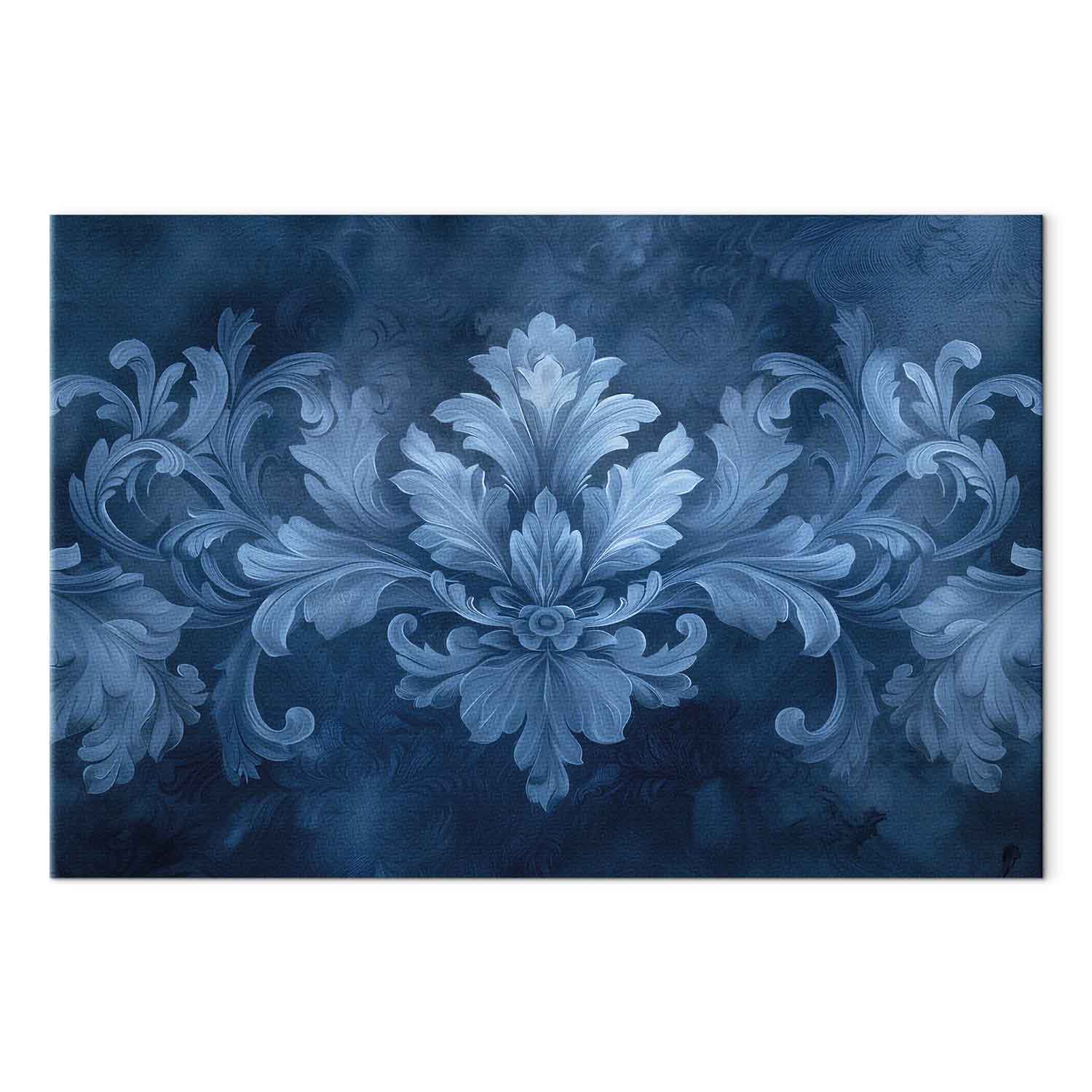 Blue Baroque Ornament Dark Background Canvas Print
