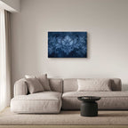 Blue Baroque Ornament Dark Background Canvas Print