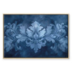 Blue Baroque Ornament Dark Background Canvas Print