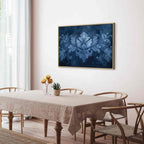 Blue Baroque Ornament Dark Background Canvas Print