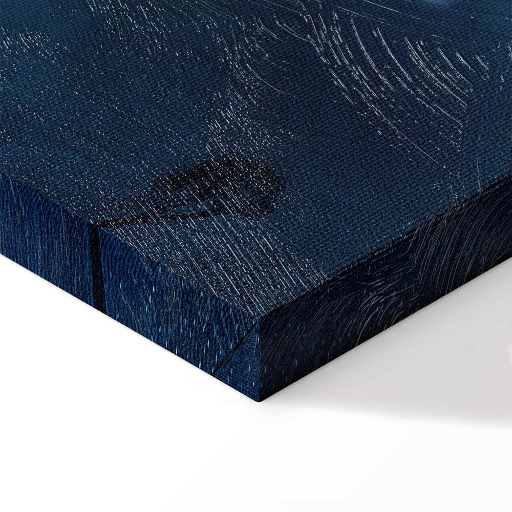 Blue Baroque Ornament Dark Background Canvas Print