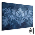 Blue Baroque Ornament Dark Background Canvas Print