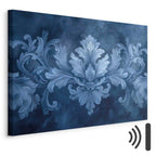 Blue Baroque Ornament Dark Background Canvas Print