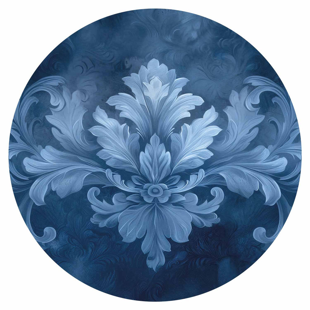 Blue Baroque Ornament Round Wall Mural