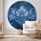 Blue Baroque Ornament Round Wall Mural
