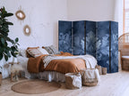 Blue Floral Ornament 5-Panel Room Divider