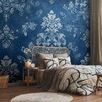 Worn Blue Retro Ornament Decorative Motif Wall Mural