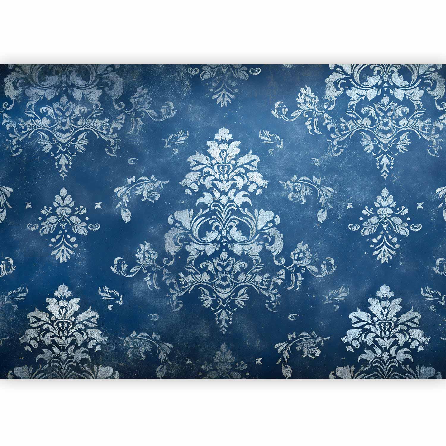 Wall Mural Retro Ornament Decorative Motif in Worn Blues
