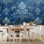 Wall Mural Retro Ornament Decorative Motif in Worn Blues